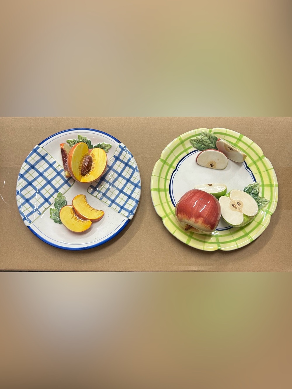 Bella Casa by Ganz Wall Art Fruit Decorative Plates Peach & Apple 3D